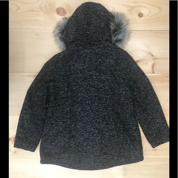 Nautica Novelty Wool Faux Fur Trim Hood Black/grey - Picture 2 of 8